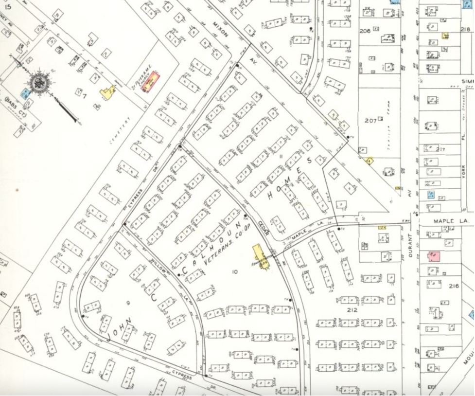 1951 Sanborn Fire Insurance Map of Calhoun Homes, future site of Mixson.