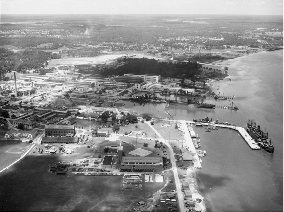 An aerial view of the Navy Base in 1941. Library of Congress